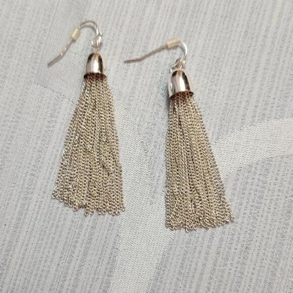 Jewelry - Silver tone chain tassel earrings